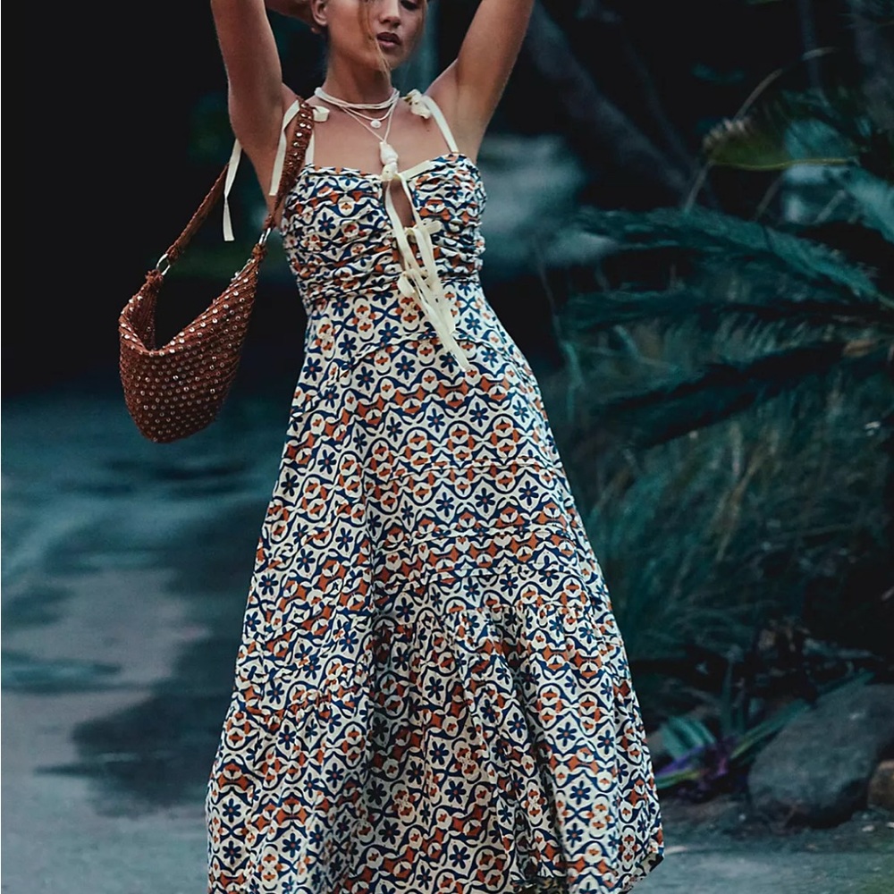 Free People, Orange & Blue Palma Dress
